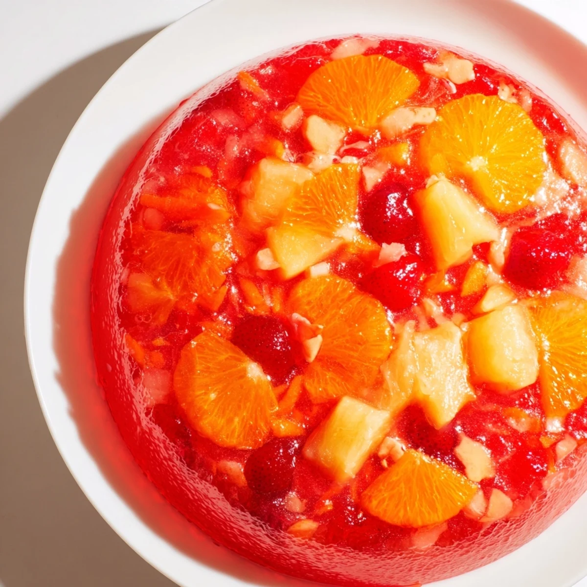 A classic American dessert, this homemade Jell-O Salad features a colorful mix of fruit and creamy textures.