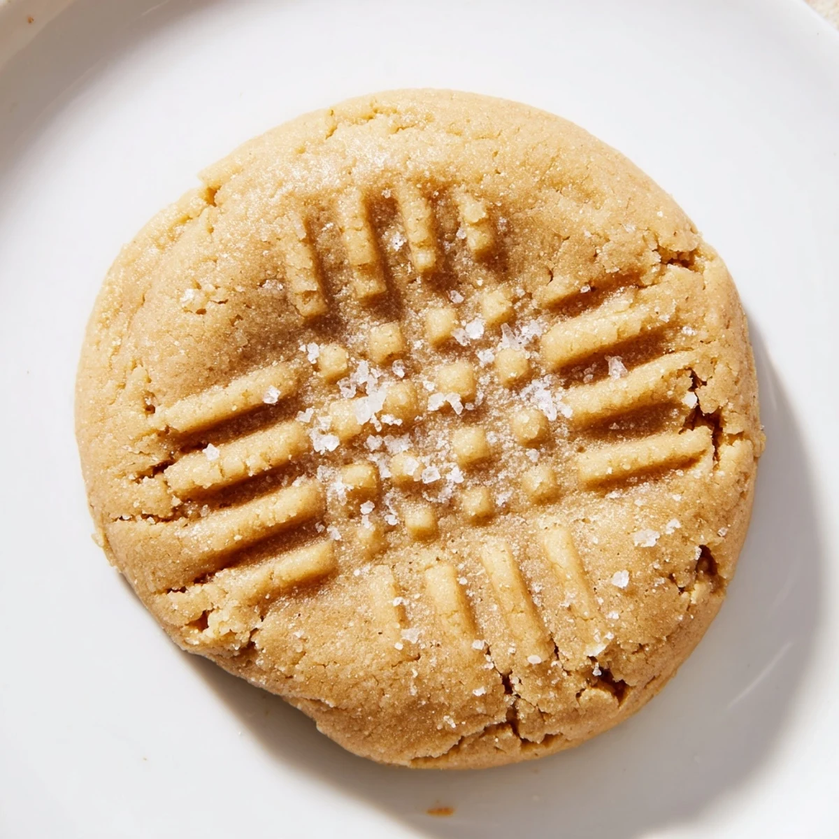 Warm, soft peanut butter cookies fresh from the oven, with a crisscross fork pattern.