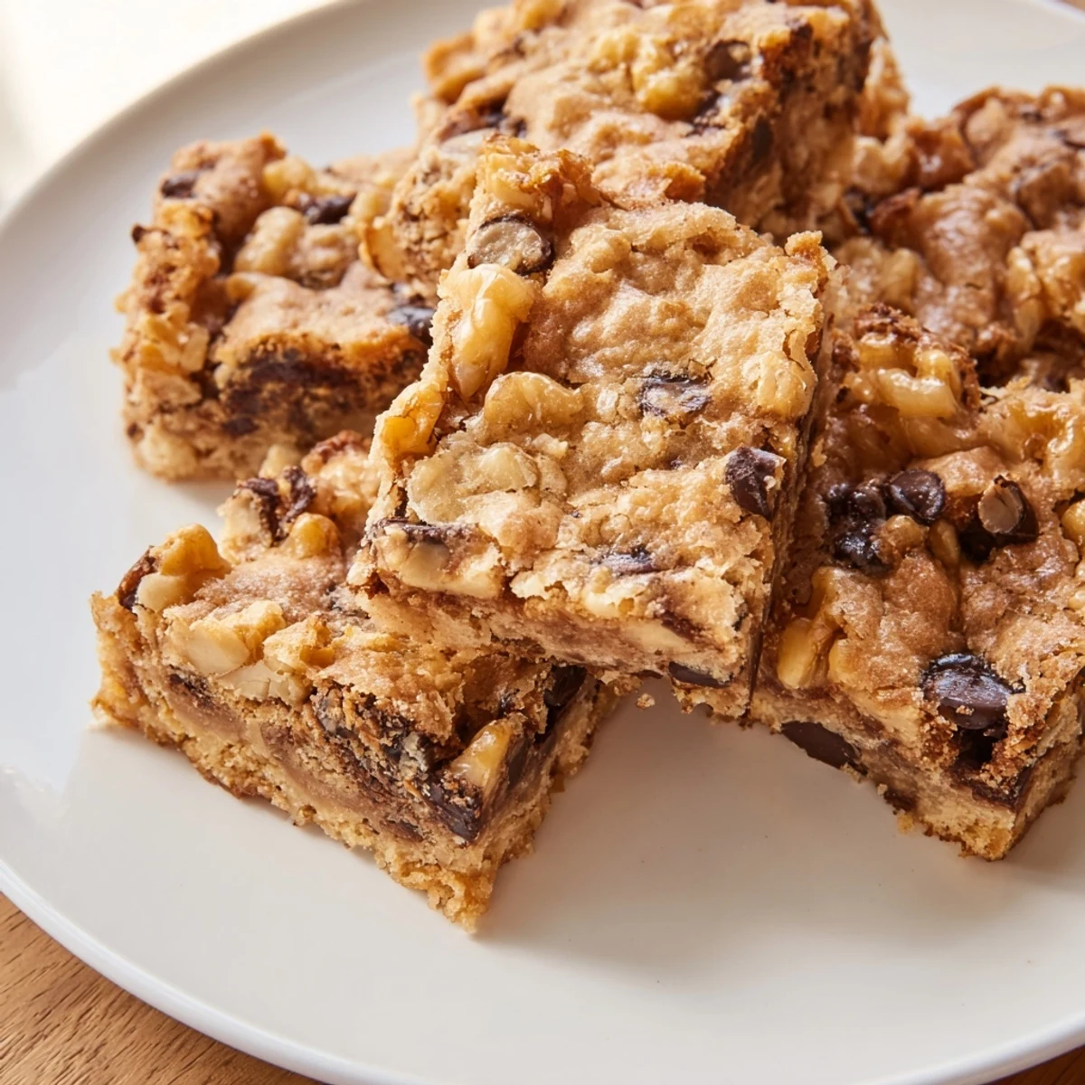 Golden-brown blondies studded with chocolate chips and toasted nuts, a perfect American dessert.