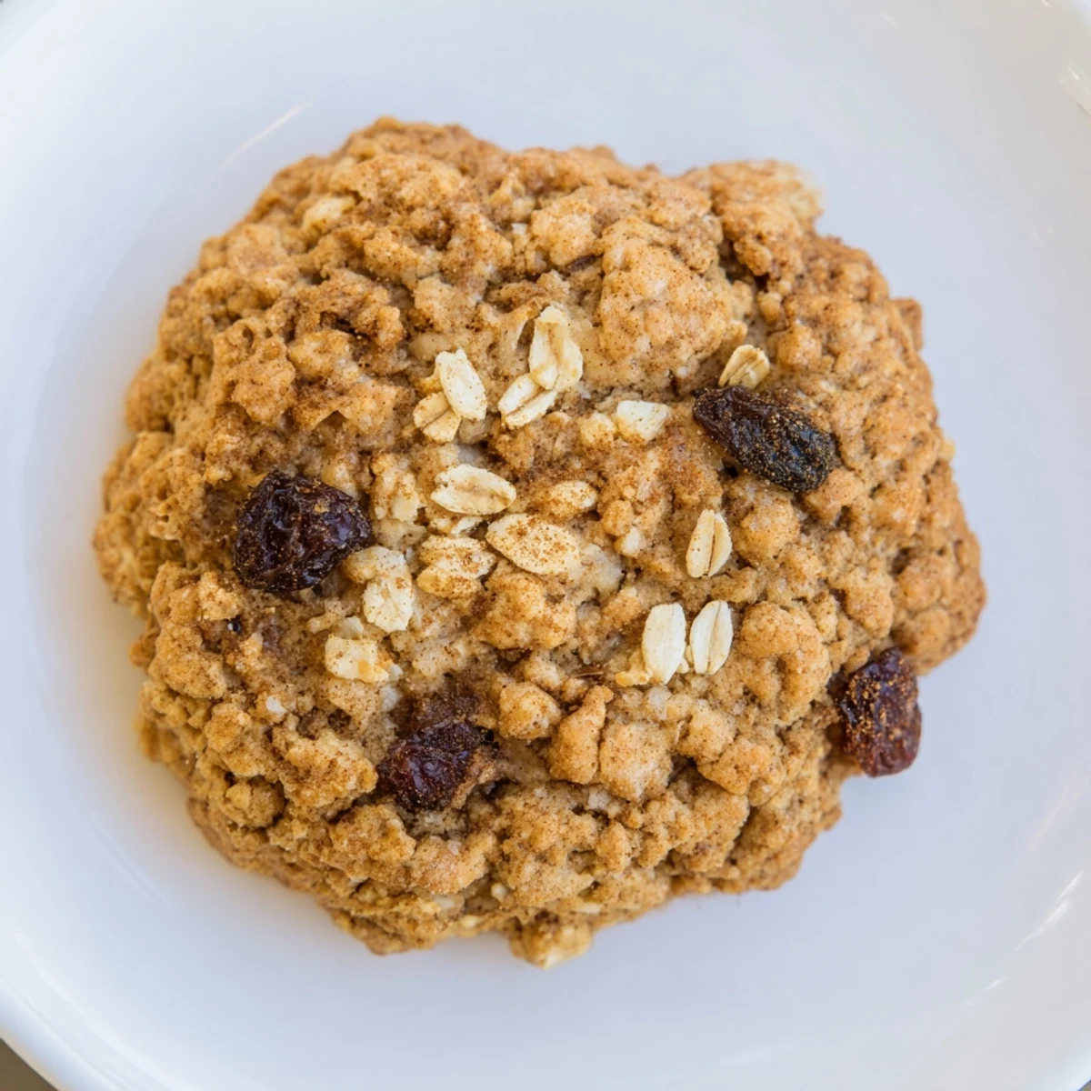 Golden, chewy oatmeal raisin cookies, brimming with plump raisins, ready to enjoy with a glass of milk.