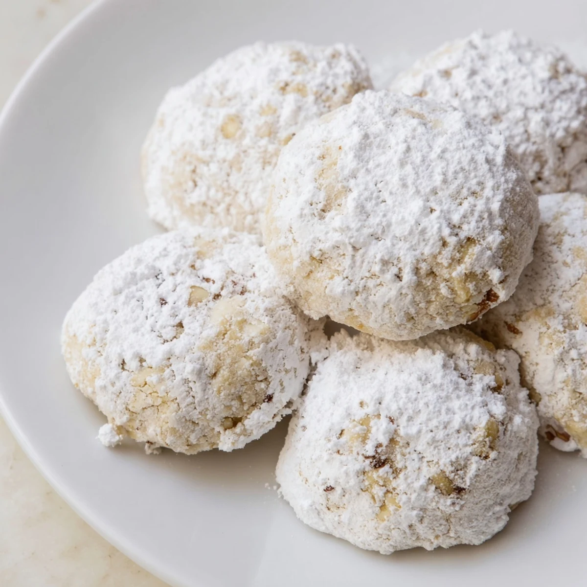 Fluffy Mexican Wedding Cookies, dusted with powdered sugar, ready for holiday celebrations.