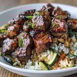 Delectable easy hibachi steak with fried rice, savory and vibrant for dinner.