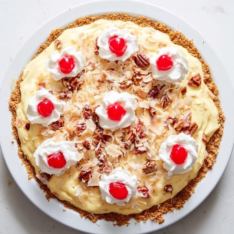 Golden graham cracker crust filled with the luscious, chilled Millionaire Pie dessert.