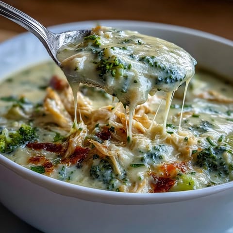 Hearty Chicken Broccoli Cheddar Soup perfect for a family dinner on a cold evening.