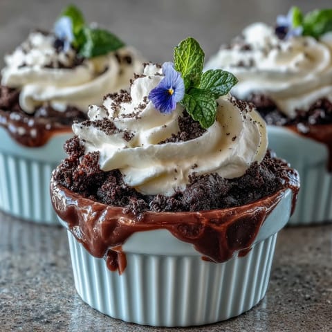 Mother's Day Flower Pot Brownies topped with rich frosting and Oreo dirt.