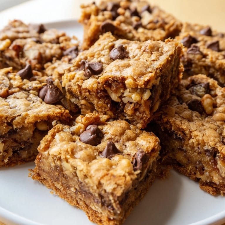 Close-up of baked blondies, showcasing a chewy texture and satisfying caramel brown hue.