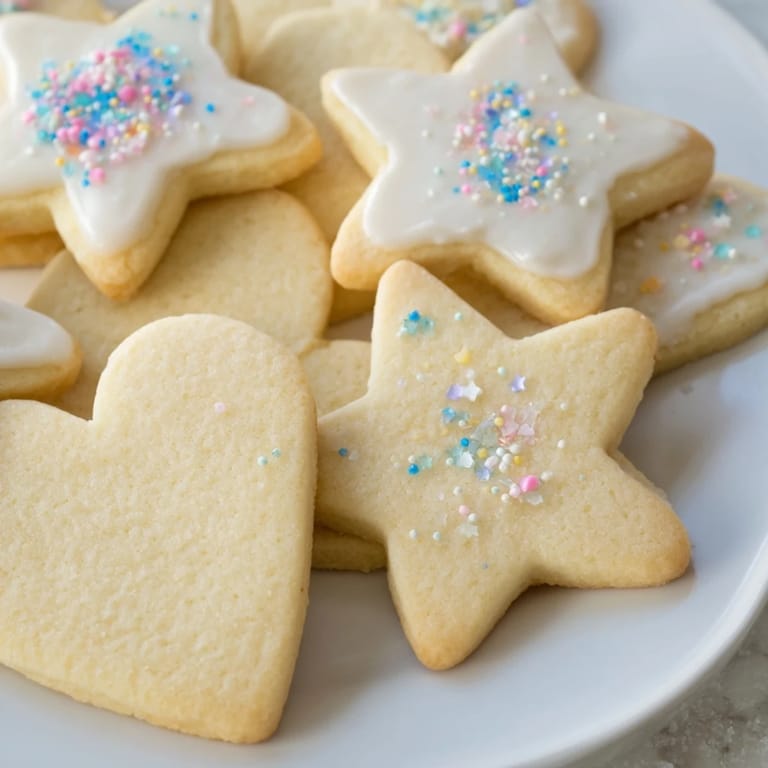 Close-up of classic sugar cookies, ready to eat after being precisely cut and baked.