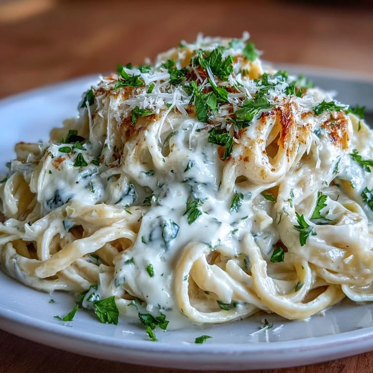 A comforting bowl of Easy Creamy Cauliflower Alfredo, ready to be devoured.