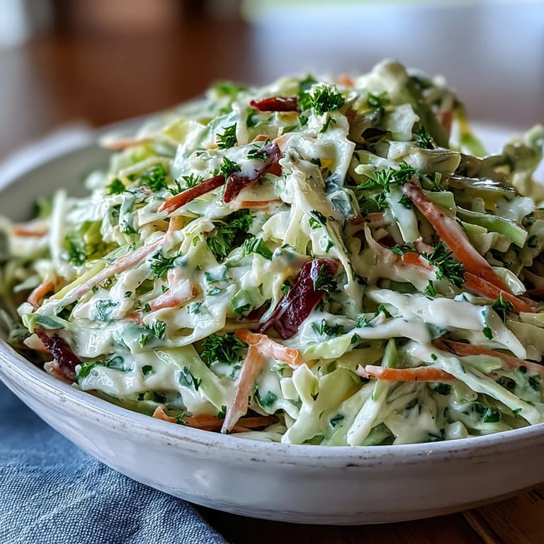 Easy Coleslaw with crunchy cabbage and carrots in a rich, creamy dressing, ready to serve chilled.