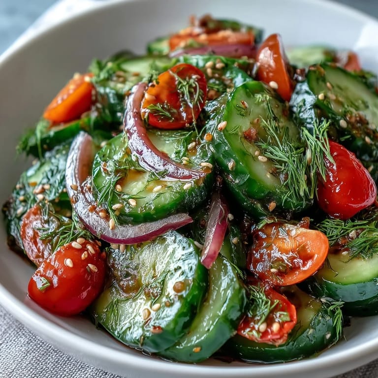 From a chilled bowl, the Refreshing Crunchy Cucumber Salad shines with cherry tomatoes and jicama, ready to pair with grilled chicken.