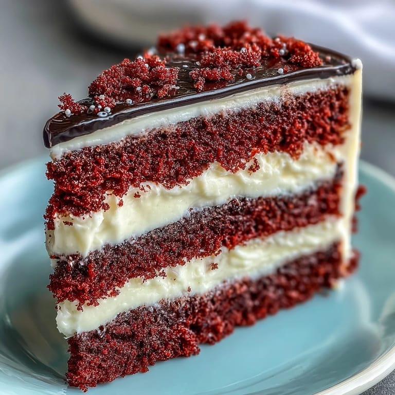 Sliced Betty Boop Cake reveals deep red velvet layers and tangy cream cheese buttercream on a marble counter.