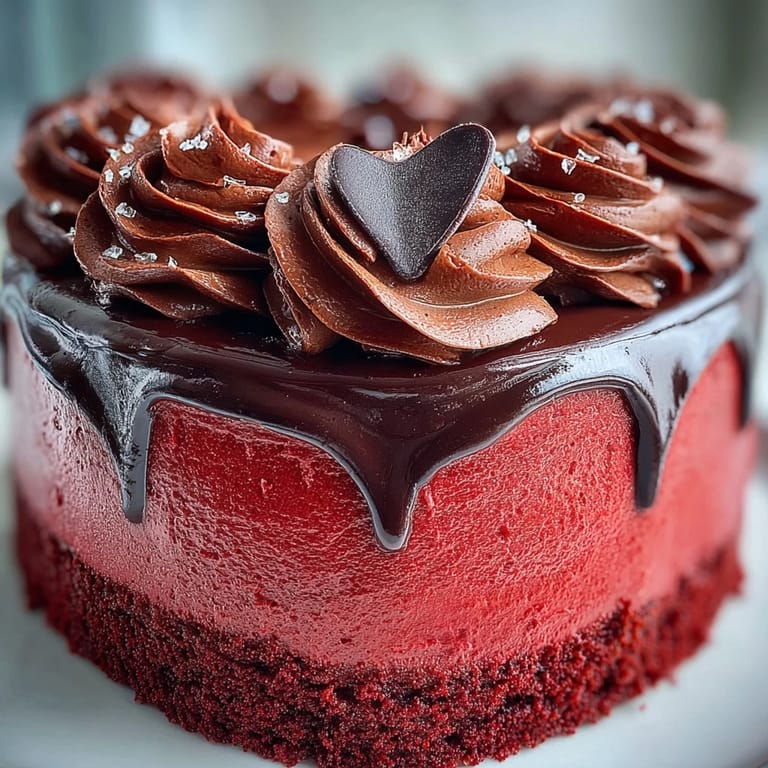 Ready to serve, the Red Betty Boop Heart Cake sits on a cake stand, featuring a striking dark chocolate Betty Boop design.