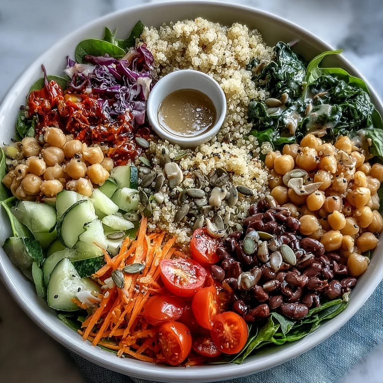Colorful Rainbow Salad Bowl served in a white bowl, garnished with fresh parsley and ready for a nutritious vegan lunch or dinner.