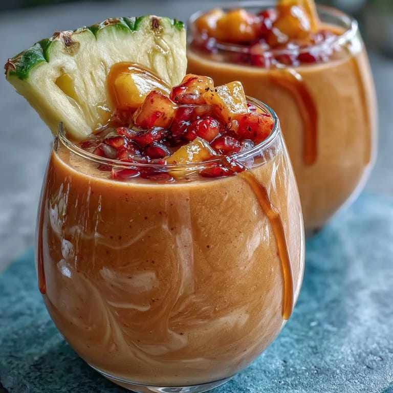 Two vibrant glasses of Guava Juice Smoothie ready to serve with breakfast or snacks.