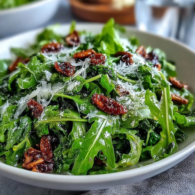 Refreshing salad of peppery arugula, creamy Parmesan, and bright lemon dressing, ideal as a crisp side or starter.