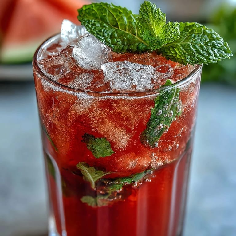 This sparkling watermelon mint mocktail features bright citrus and cool mint, offering a non-alcoholic twist on a classic spritz for warm days.