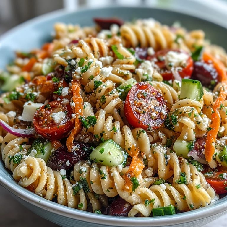 Vibrant Memorial Day Pasta Salad, loaded with crunchy veggies and homemade Italian dressing.