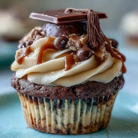 Celebrate graduation with festive cupcakes topped with chocolate graduation caps and colorful tassels.